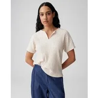 OPUS Kurzarmshirt Sombri aus Jersey mit Rippstruktur elastischer Stoff, weicher Griff, Casual