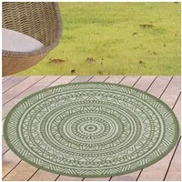 Carpetia Outdoorteppich zeitlos, rund, Höhe: 5 mm, pflegeleicht, wetterbeständig, für Innen- und Außenbereich geeignet