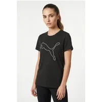 PUMA Trainingsshirt W TAD ESSENTIAL HEATHER LOGO TEE Kurzarm, sportliches T-Shirt, für sportliche Aktivitäten