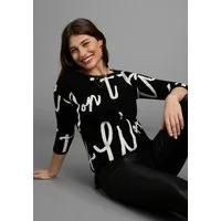Laura Scott Jacquardpullover Strickpullover mit femininem Lettering