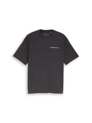 Denim Tom Tailor - Relaxed Fit T-Shirt mit Rückenprint coal grey - Gr. - XXL