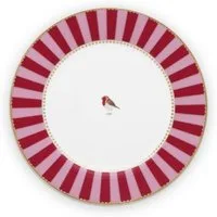 PiP Studio Frühstücksteller Frühstücksteller Love Birds Stripes Rot-Pink (21 cm)