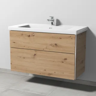 Sanipa 3way Waschtischunterbau zu Villeroy & Boch Subway 3.0 Waschtisch mit 2 Auszügen, Eiche Natura BR84985