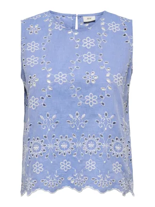JDY - JDYMARINA S/L EMB. TOP WVN Blue Bonnet - Gr. - XS