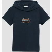 s.Oliver Kurzarmshirt T-Shirt Kapuzenshirt aus strukturiertem Jersey mit Frontprint