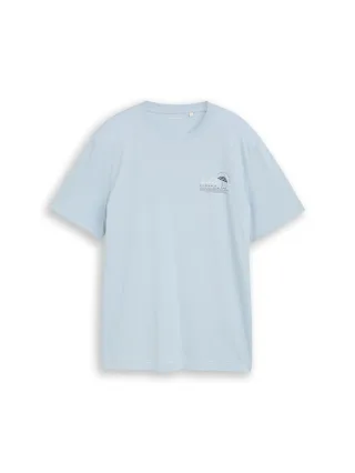 Tom Tailor - T-Shirt mit Print light blue grey - Gr. - L