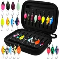 Coonoor Kunstköder 16 Stück Kunstköder Spinner Blinker Set Forellenköder Spoons Set, (Angelzubehör mit Aufbewahrungsbox), für Forelle Barsch Hecht Zander