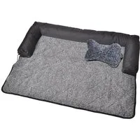 RAIKOU Hundematte Hundebett mit Lehne Waschbares Hundekissen mit Sofaschutz Hundesofa, 100 % Polyester(Teddy-Fleece), Weiches Teddy-Fleece Abnehmbarer Bezug