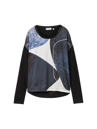 Tom Tailor - Longsleeve mit Print deep black - Gr. - L