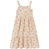 vertbaudet Maxikleid Midi-Kleid mit Blumenmuster Mädchen, Baumwolle