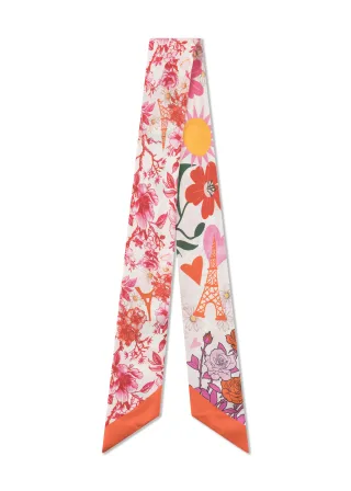 Twilly aus reiner Seide mit Blumen-Paris-Print rot - Gr. - one size