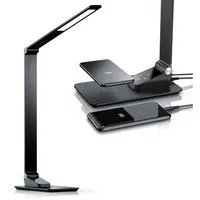 Brandson Schreibtischlampe Metall-Design, kabelloses Laden, USB Ladeanschluss, wireless Charging, Dimmfunktion, Farbwechsel, mehrere Helligkeitsstufen, LED fest integriert, warmweiß, tageslichtweiß, neutralweiß, LED Tischlampe, 500 Lumen, 66 SMD LED