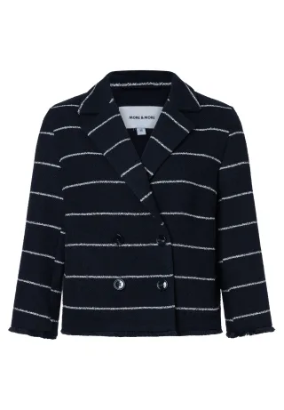 MORE & MORE - Bouclé Streifen Blazer blau/weiß - Gr. - 46