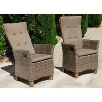 MERXX Gartenstuhl Toskana (Set, 2 St), 2er Set, Polyrattan/Akazie, inkl. Sitzkissen