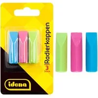 Idena Radiergummi Idena Radierkappen grün/blau/pink 3 Stück Blister