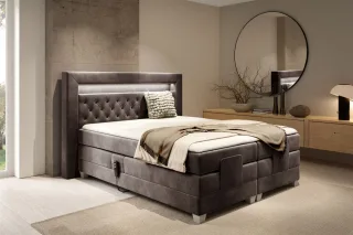 Boxspringbett Elektrisch Bett ARMANDO 160x200cm in Stoff Fresh Schokobraun