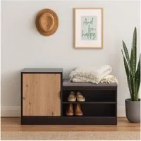 HTI-Living Schuhregal Schuhregal mit Sitzpolster Dana Schwarz-Artisaneiche, Stück 1-tlg.
