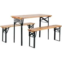 Stagecaptain Bierzeltgarnitur Hirschgarten BB-117 Sitzgarnitur 117 cm Länge, (Stehtisch Holz, 3-tlg., 2 x Bank, 1 x Tisch), Sitzmöbelset für Balkon Outdoor & Indoor, klappbar