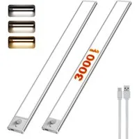 Lujasi LED Unterbauleuchte Kabellose Unterbauleuchte mit Bewegungsmelder 40 cm, 3000-6000K, unterbauleuchte, 150 LEDS, Bewegungsmelder LED Licht, KaltweiB, NeutralweiB, WarmweiB, 3000mAh, USB-C wiederaufladbar, Dimmbar kabellos Nachtlicht