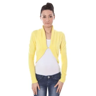 Gekürzter Strickcardigan Gelb Gekürzter Pullover