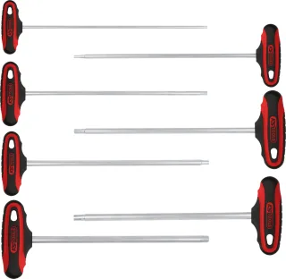 KS Tools ERGOTORQUEplus® T-Griff RIBE Winkelstiftschlüssel-Satz, 7-tlg M4-M10 - 158.5050