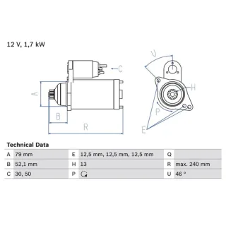 Bosch Anlasser 1,7 kW Audi Seat Skoda VW 0986025220