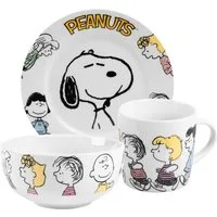 United Labels® Frühstücks-Geschirrset Peanuts Snoopy - Family - Set, 3-tlg, 1 Personen, Porzellan