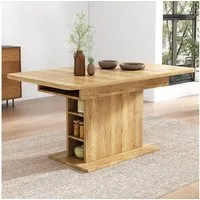 Flieks Esstisch erweiterbare Tischplatte 110-130x70 cm, verstellbare Länge (Multifunktionstisch, 1-St., 1 Tisch mit Stauraum), ausziehbar rechteckig Küchentisch mit Ablagen Schreibtisch Natur