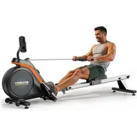 YOSUDA Rudergerät Rudergerät Zuhause, 16 Dynam. Widerstand, 90% Vormontiert (1-tlg., Ultra-Leise Magnetisch, Komfort-Sitz), Bluetooth/App, Alu-Schiene, Flaschenhalter, bis 181kg Belastbar