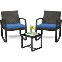Bealife Balkonset Gartenlounge-Set, (3-tlg), 1 Tisch und 2 Stühle, Rattan Gartenmöbel, (Mit Schaukel-Funktion)