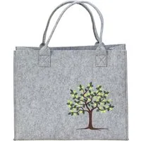 MF Einkaufsshopper Filztasche Grau mit Lebensbaum Motiv 28x35x14 cm