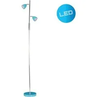 näve LED Stehlampe Aaron, LED wechselbar, Neutralweiß, 2flg., h: 145cm, Schirme und Fuß in türkis/chrom, An/Aus-Schalter