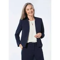 GOLDNER Jerseyblazer Eleganter Festblazer mit Stehkragen Anzugjacke mit Häkchenverschluss und Langarm