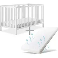 Ehrenkind Babybett PUR inkl. Matratze aus massivem Buchenholz, Gitterbett, Baby Bett, Babybett 60x120 cm