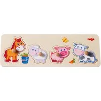 Haba Steckpuzzle 4 Teile Kinder Greifpuzzle Bauernhof Tierkinder 1301939001, Puzzleteile