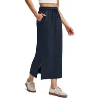 G4Free Sweatrock Damen Maxirock Weich mit Kordelzug Casual Stretch-Langrock G4Free Smoofit Maxirock für lässige lange Röcke mit Kordelzug