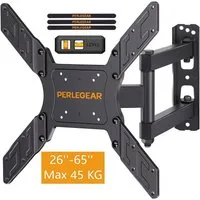 Perlegear TV-Wandhalterung TV-Halterung / Schwenk- und Neige-Wandhalterung für 26–65 Zoll, (bis 65 Zoll, bis 45 kg / Max. VESA 400 x 400 mm)