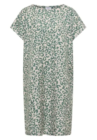 Cecil - Knielanges Kleid aus Leinenmix mit Print beige - Gr. - XS