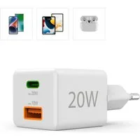 Hama USB-Ladegerät (Schnellladegerät Handy, 1x USB-C, 1x USB-A, 20 Watt) Schnelllade-Gerät (1-tlg)