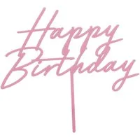 partydeco Tortenstecker, Cake Topper Happy Birthday 18x16cm Hellrosa