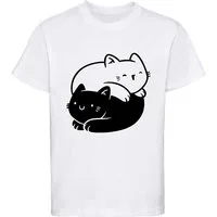 MyDesign24 Print-Shirt bedrucktes Mädchen T-Shirt 2 kuschelnde Katzen Kurzarm Baumwollshirt mit Katze i112