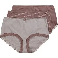 Ulla Popken Panty Hipster 3er-Pack Streifen / Punkte / uni