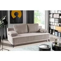 WERK2 Schlafsofa Rosso Breite 204, Liegefläche 140/200cm. aktueller Cord Materialmix, 2-Sitzer Sofa und Schlafcouch mit Federkern & Bettkasten