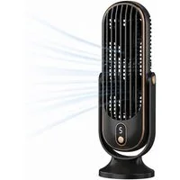 Bestlivings Tischventilator Akku 5 Stufen 360° neigbar, leise (22 dB), Dual-Rotor, LED Display, USB-C Kabel