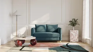 BRUNO Schlafsofa 120cm in Petrol Türkis | Pillow | stabiles Massivholz & Boxspringkomfort