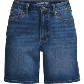 Soft Denim Mid Waist Jeansshorts 18 cm, Damen,  Blau, Baumwoll-Mischung, by Lands' End