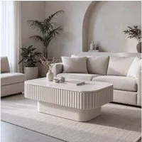 Celya Couchtisch 98 cm Rechteckiger Cocktailtisch mit verstecktem Stauraum (aus Massivholzfurnier, einfache Montage in 5 Minuten, für Wohnzimmer)