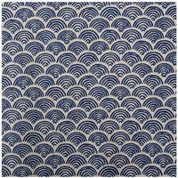 SCHÖNER LEBEN. Stoff Dekostoff Meterware Halbpanama Little Wave Scale Wellen natur blau, pflegeleicht