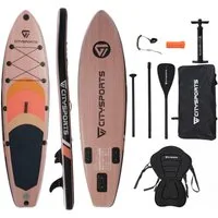 CITYSPORTS Inflatable SUP-Board 320x80x15cm,aufblasbares Stand Up Paddle Board set bis 160 kg, Komplettset mit Paddel, Pumpe, Rucksack, Leash, Finnen & Kajak-Sitz