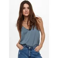 ONLY Spaghettitop ONLDEBBIE – Singlet mit geschwungener Ausschnittkante unifarben, feminin, tailliert, Polyester, Spaghettiträger
